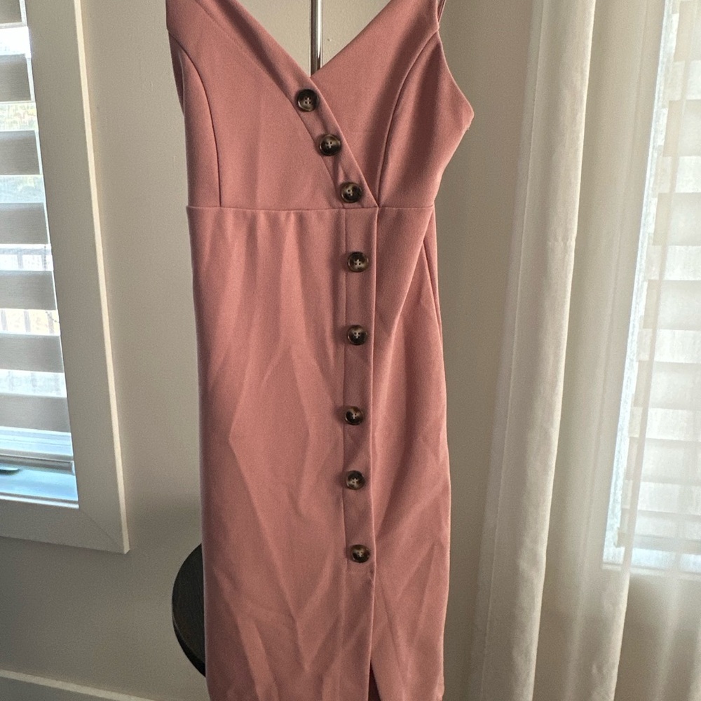 Revamped Mauve Button-Front Midi Dress